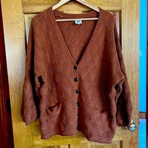 Large cropped cardigan, burnt orange